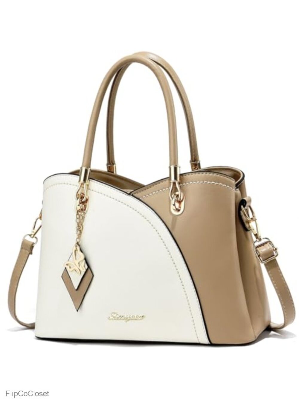 Faux Leather Satchel Tote Bag Top Handle Shoulder Handbag for Women